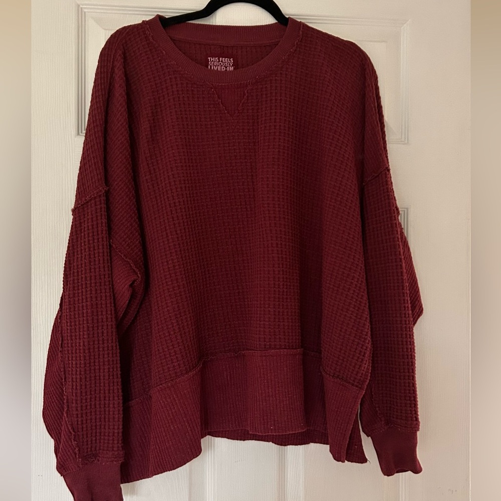 NEVER WORN American Eagle Outfitters Ribbed Knit Sweater in Maroon